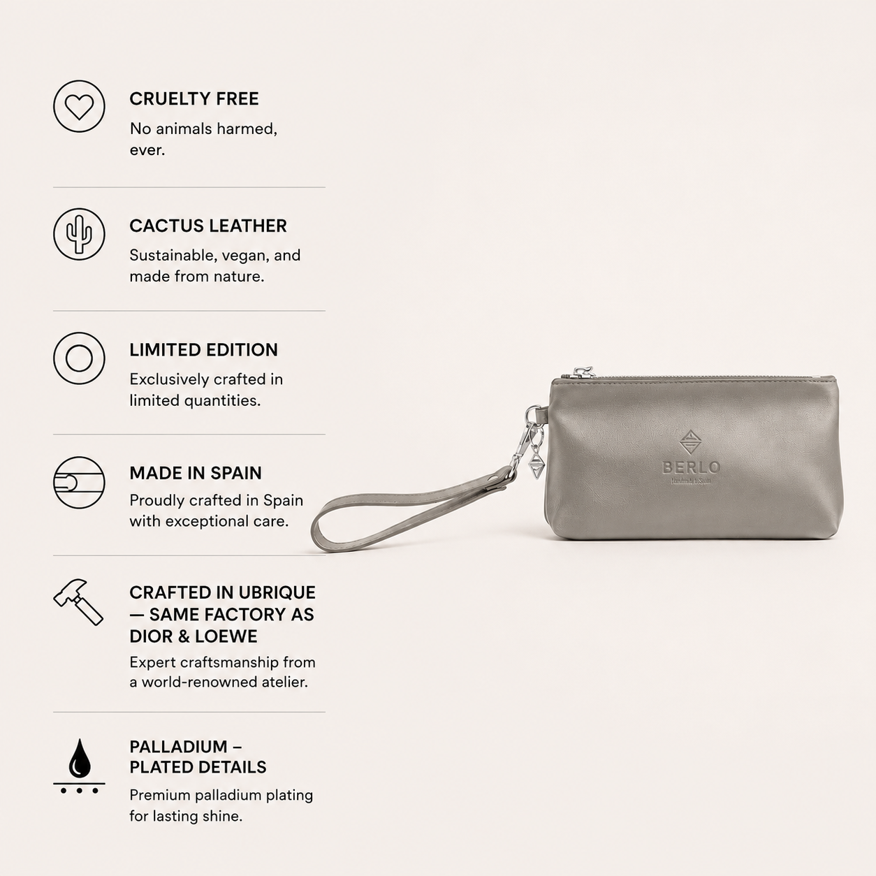 Berlo Cactus Leather Pouch Bag Small