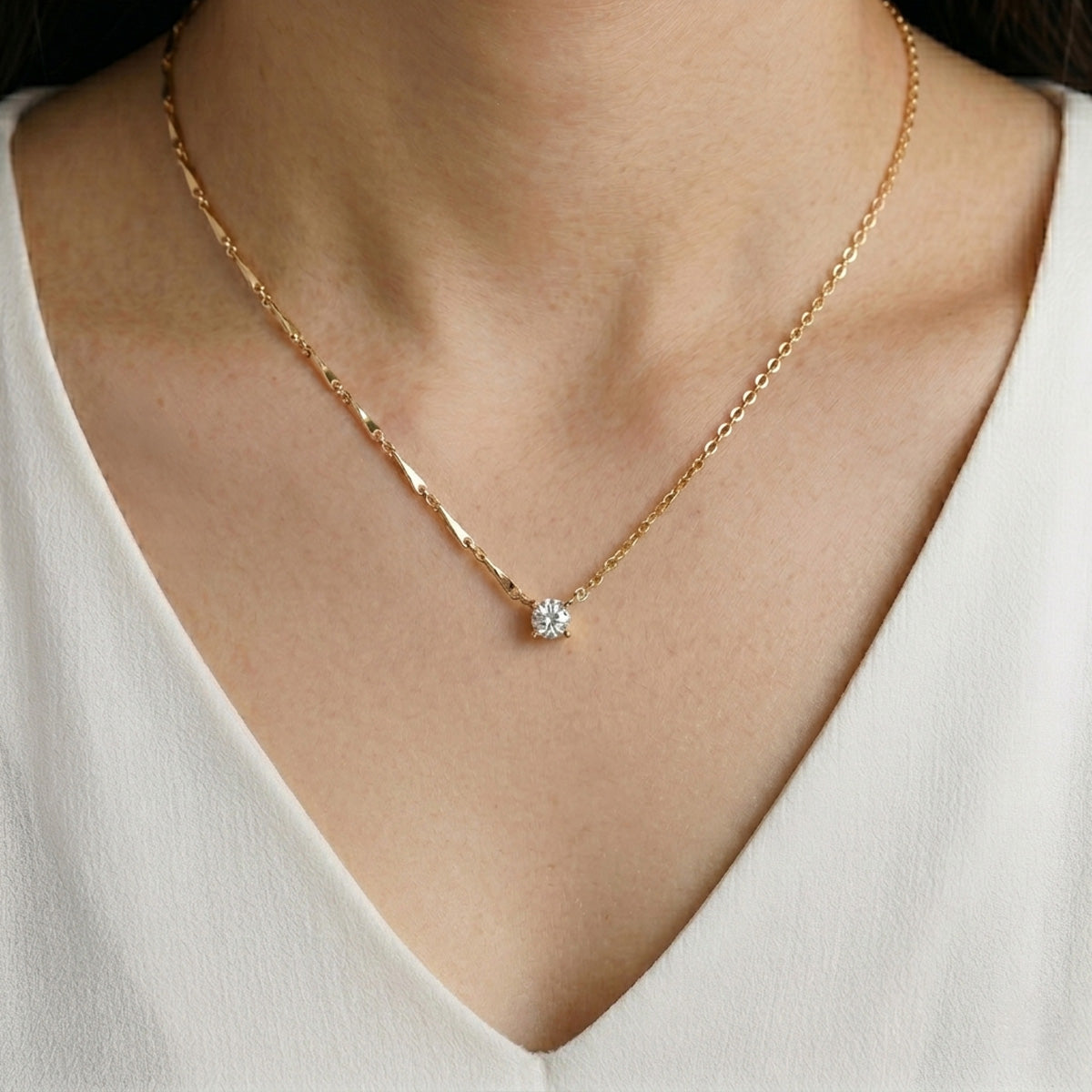 Berlo Heritage — 14K Gold Vermeil Moissanite Solitaire Necklace