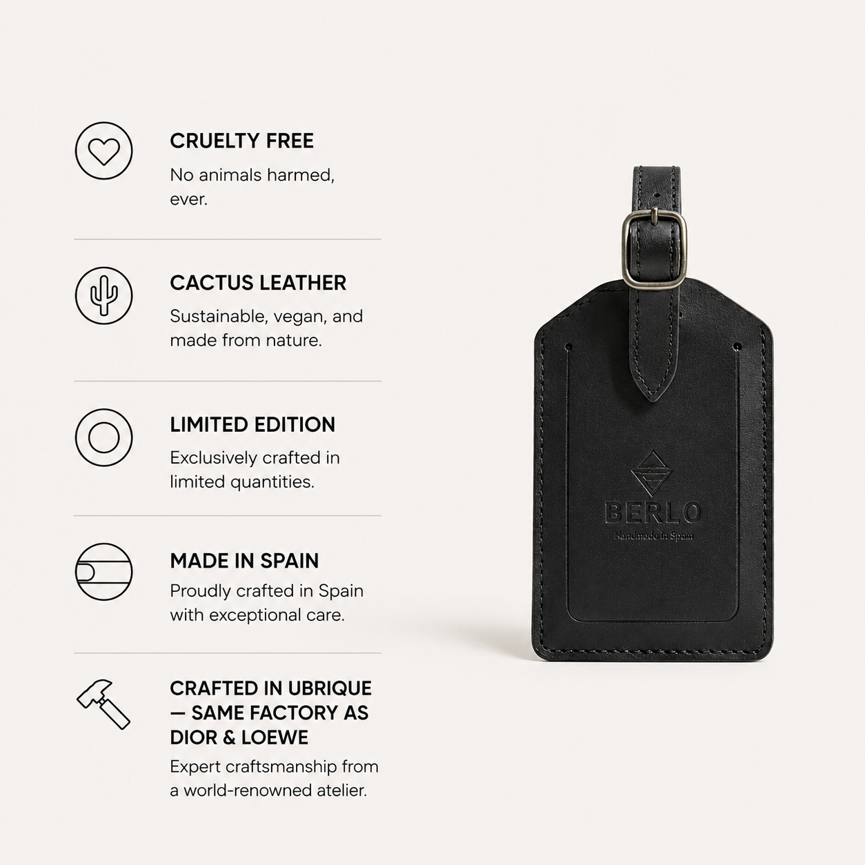 Berlo Cactus Leather Luggage Tag