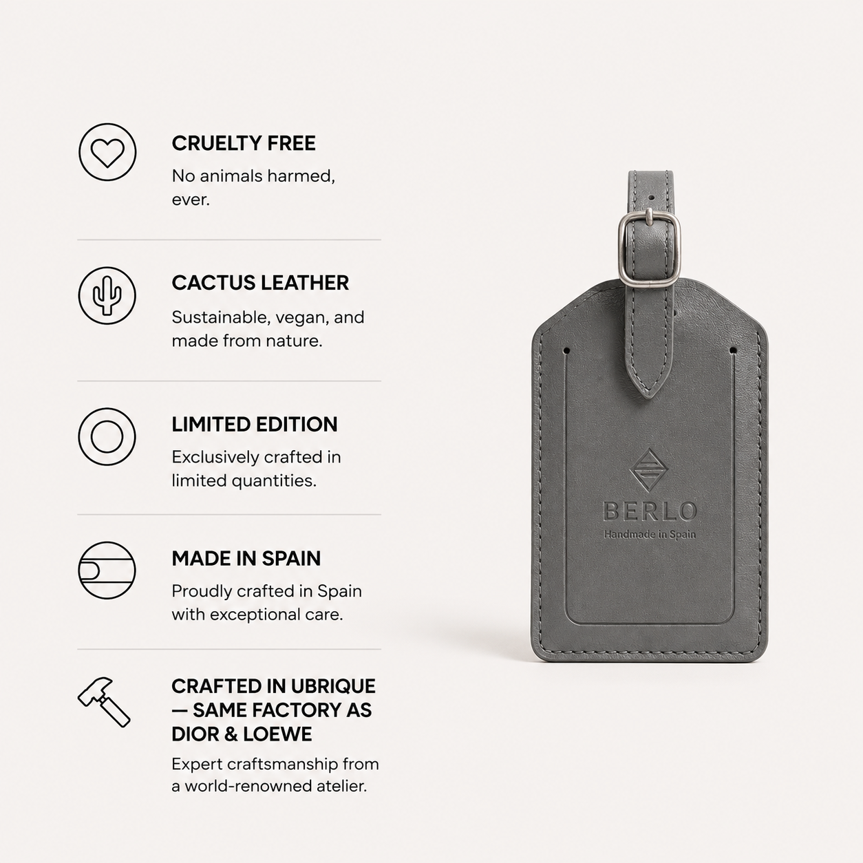 Berlo Cactus Leather Luggage Tag