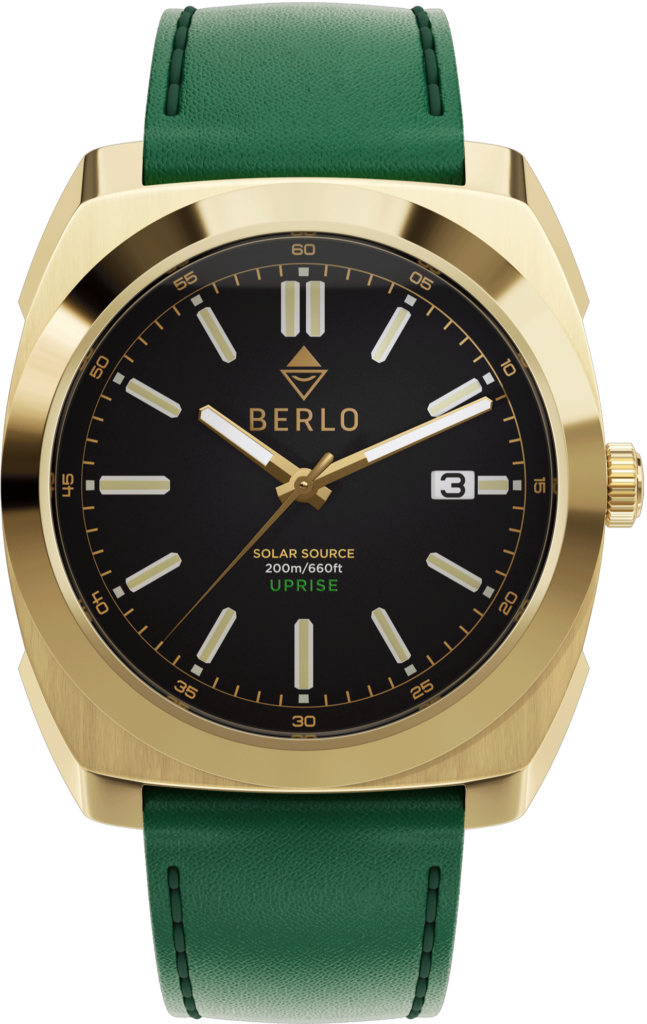Berlo Watch green leather strap